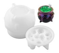 Halloween Silicone Molds DIY Mini Cauldron Silicone Mold with Bubbles Bone Flexible Visually Stunning Halloween Props for Resin Candle Soap Craft