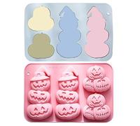 Halloween Silicone Molds, Non-Stick 3D Pumpkin Mold 2 Pieces, Flexible Heat-Resistant Design, 8.5x5.71x1.02 inches, Ideal for Fall Thanksgiving Pumpkin Fondant Candy Cookie Muffin Pancake Pie Cupcake