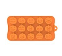 Halloween Silicone Molds - Silicone Halloween Candy Molds | 15-Cavity Microwave Oven Safe Pumpkin Shaped Homemade Moulds for Chocolate, Candy, Jelly, Wax Melt, Ice Cubes (Orange)