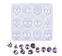 Halloween Silicone Molds,Skull Earring Halloween Mold with Holes - Silicone Reusable Mould for Resin Art Project Jewelry Making Home Decoration Holiday Ornament Keychain