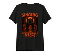 Halloween Singing Cat Costume Funny Pun Spooky Design Premium T-Shirt