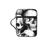 Halloween Skeleton Bible Cover for Women Men Skull Ghosts Carrying Book Case Church Bag Bible Protective with Handle and Zippered Pocket