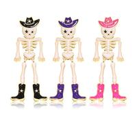 Halloween Skeleton Brooch Pins for Women Men Glitter Enamel Hip-Hop Human Skeleton Shape Lapel Pins Gothic Skull Bone Badges Halloween Party Costume Accessories Jewelry Gifts, L, Metal, no gemstone