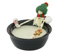 Halloween Skeleton Candle Lounging In A Cozy Bath With Christmas Hat, Gothic Vintage Des Decor X3W1 Fall Room For Farmhouse