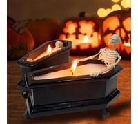 Halloween Skeleton Candle Lounging in A Cozy Bath with Christmas Hat, Gothic Vintage Fall Home Decor for Farmhouse Room Apartment Desk, Halloween Decoration, Gifts for Men Friends