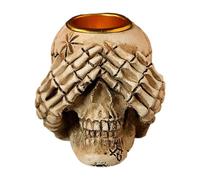 Halloween Skeleton Candlestick Set Halloween Resin Sculpture Gothic Home Desk Ornament Festive Atmosphere Creation Unique Decorative Piece (A, One Size)