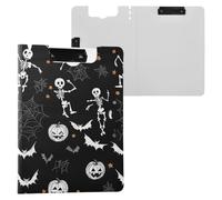 Halloween Skeleton Clipboard a4 Clip Board Foldover Document Folder Files for Paperwork with Clips Lightweight Plastic