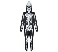 Halloween Skeleton Costume Jumpsuit for Adults Men Women Scary Cosplay Outfit Masquerade Party Anime Performance Gothic Hoodie (A1-Black, XXL)