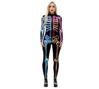 Halloween Skeleton Costume Outfits Horrible Long Sleeve Zip Up