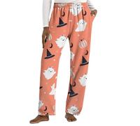 Halloween Skeleton Costume, Womens Pyjamas Bottoms Flannel Pjs Trousers for Women Halloween Ghost Soft Warm Pajamas Y2K Kawaii Casual Home Lounge Trouser Thermal Sleepwear Pants for Autumn and Winter