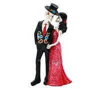 Halloween Skeleton Couple Desktop Ornament Gothic Resin Decoration for Day of The Dead Wedding Dance Bridal Party Festive Celebrations Unique Hand-Painted Figurine (Black, 20X10X5. 5cm)