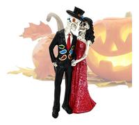 Halloween Skeleton Couple Figurines, 7.8 Inch Day of the Dead Bride Groom Figurine Collectible Statue, Gothic Ornament for House Shelves, Tabletops, Fireplaces