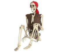Halloween Skeleton Decorations - 40 cm Pirate Skeleton Figure, Realistic Movable Bone Model, Scary Skull Decoration, Garden, Holiday Party, Haunted House, Retail