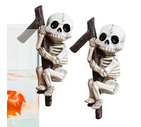 Halloween Skeleton Decorations - Skull plant Pot Hangers, Spooky Resin Ornaments | 2-Piece Creepy Pen Holders, Gothic Planter Decor For Garden Outdoor Holiday Party Supplies Display