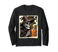 Halloween Skeleton Drink Hot Cocoa Dead Inside Spooky Season Long Sleeve T-Shirt