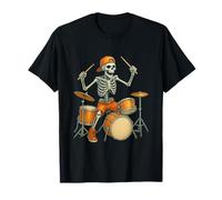 Halloween Skeleton Drums Spooky Season Drummer Men Boys Kids T-Shirt