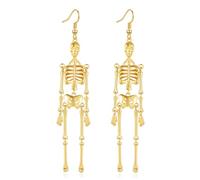 Halloween Skeleton Earrings for Women, Swinging Jointed Skeleton Dangles, Gothic Earrings for Cosplay, Trick-or-Treat & Party Gifts, Regular Size, Acrylic, No Gemstone