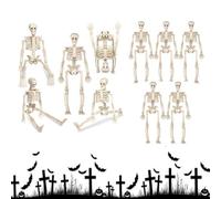 Halloween Skeleton,Full Body Mini Skeleton,Mini Skeleton Figurines,Small Skeletons for Halloween Decor,For Graveyard Craft Haunted House Accessories Party Favors,White,10 Pieces