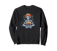 Halloween Skeleton Gamer Pixel Video Gaming Boys Sweatshirt