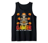 Halloween Skeleton Gamer Real Life is Just Hobby Video Game Tank Top