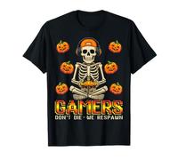 Halloween Skeleton Gamers Dont Die We Respawn Gaming Mens T-Shirt