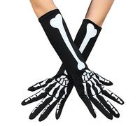 Halloween Skeleton Gloves, Skull Claw Ghost Bone Gloves for Halloween Cosplay Party Props, Stretchy Funny Skull Bone Full Finger Gloves for Men Women Teens Halloween Costume Accessories