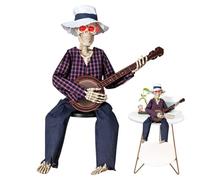 Halloween Skeleton Gothic Holiday Props Centerpiece with Playing Banjo