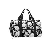 Halloween Skeleton Gym Bag for Men Women, Skull Ghosts Weekend Travel Duffle Bag with Shoe Compartment,Water-Resistant Sport Overnight Tote Dance Yoga Carry On Holdall