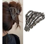 Halloween Skeleton Hand Hair Claw Clips-Metal Black Alloy Hair Clips Nonslip Terror Ghost Hand Strong Hold Hair Jaw Clips Punk Gothic Catch Clips for Women Thick or Thin Hairs Hair Accessories-Hand
