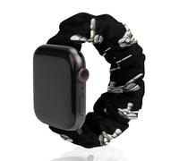 Halloween Skeleton Hand Peace Scrunchie Watch Bands Soft Elastic Replacement Wristband Compatible with Apple Watch 42mm/44mm
