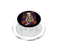 Halloween Skeleton Headphones Roses Hearts Music Lover PopSockets PopGrip for MagSafe
