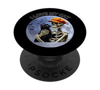 Halloween Skeleton Holding A Cat Under The Full Moon PopSockets Adhesive PopGrip
