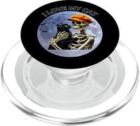 Halloween Skeleton Holding A Cat Under The Full Moon PopSockets PopGrip for MagSafe