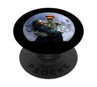 Halloween Skeleton Holding A Witch Under The Full Moon PopSockets Adhesive PopGrip