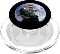 Halloween Skeleton Holding A Witch Under The Full Moon PopSockets PopGrip for MagSafe