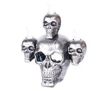 Halloween Skeleton Lamp Decorative Flameless Electronic Candle Party Ornament for Desktop Use Unique Candle Prop for Festive Occasions Perfect Holiday Decoration (Silver, 14cm×12cm)