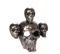 Halloween Skeleton Lamp Decorative Flameless Electronic Candle Party Ornament for Desktop Use Unique Candle Prop for Festive Occasions Perfect Holiday Decoration (Gold, 14cm×12cm)