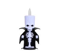 Halloween Skeleton LED Flameless Candle - Glowing Skull Figurine with Black Cloak, Spooky Tabletop Decoration for Home, Party, and Bar, 12 * 6cm. (1PC)