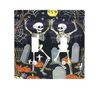 Halloween Skeleton Light Switch Cover Plates/Outlet Covers,Black and Orange Festive Decor for Wall Accents,Graveyard Theme,Standard Size Double Toggle