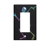 Halloween Skeleton Light Switch Cover Plates/Outlet Covers, Black Glowing Bones for Wall Accents, Thermoplastic Wall Plates, Standard Size Single Rocker
