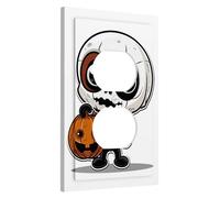 Halloween Skeleton Light Switch Cover Plates/Outlet Covers, Black White Fun Pumpkin for Fall Decor, Thermoplastic Wall Plates, Standard Size Single Duplex Outlet