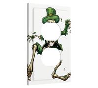 Halloween Skeleton Light Switch Cover Plates/Outlet Covers, Green Holiday Skeleton for Wall Accents, Thermoplastic Wall Plates, Standard Size Single Duplex Outlet