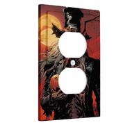 Halloween Skeleton Light Switch Cover Plates/Outlet Covers, Spooky Pumpkin for Wall Accents, Thermoplastic Wall Plates, Standard Size Single Duplex Outlet