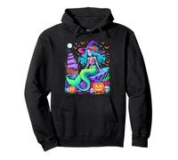 Halloween Skeleton Mermaid With Witch Hat Enchantment Pullover Hoodie