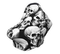 Halloween Skeleton Nursing Cover 360° Full Coverage Skull Ghosts Stretch Scarf for Breastfeeding and Car Seat Cover Fit for Most Pushchairs and Prams