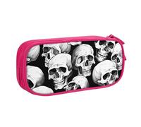 Halloween Skeleton Pencil Case for Boys Girls Skull Ghosts Large Pen Bag Desk Stationery Organizer Pencil Pouch for School Office Zippered Makeup Bag