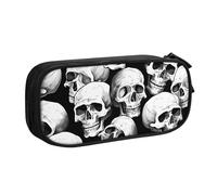 Halloween Skeleton Pencil Case for Boys Girls Skull Ghosts Large Pen Bag Desk Stationery Organizer Pencil Pouch for School Office Zippered Makeup Bag