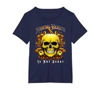 Halloween Skeleton Pumpkin Mental Health Suicide Prevention T-Shirt, Women's Plus, Navy Blue, 1X