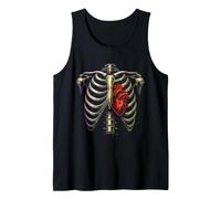 Halloween Skeleton Rib Cage Heart Spooky Cute Graphic Tank Top