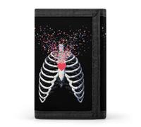 Halloween Skeleton Rib Cage X-ray Trifold Wallet Front Pocket Purse Card Holder